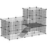 PawHut Țarc Modular pentru Animale de Companie de Talie Mică, cu 39 de Panouri și Accesorii, 140x70x105 cm, Negru