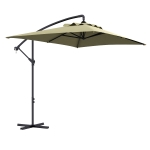 Outsunny Ombrellone da Giardino Decentrato con Base a Croce e Apertura a Manovella, 294x193cm, Beige