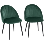 HOMCOM Lot de 2 chaises de Salle à Manger Chaise de Cuisine Velours Pieds métal vert dim. 52L x 54l x 79H cm