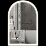 HOMCOM Miroir de salle de bain LED 90 x 60cm, mural, 3 couleurs, arqué cadre en aluminium, désembuage et interrupteur tactile