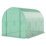 Outsunny Serre tunnel de jardin 3 x 2 x 2 m avec porte enroulable et grandes fenêtres, en acier galvanisé et PE, vert