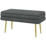 HOMCOM Banc banquette coffre de rangement 2 en 1 assise aspect velours et pieds acier - 79,5L x 37,5P x 43H cm gris et doré