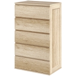 HOMCOM Commode 5 tiroirs meuble de rangement sans poignées design minimaliste 60 x 38 x 100 cm bois naturel