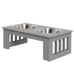 PawHut Comedouro Elevado para Cães com Suporte e 2 Tigelas Amovíveis de Aço Inoxidável 44x24x15 cm Cinza