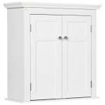kleankin Armário Casa de Banho de Parede com Prateleiras Ajustáveis e Portas com Fechadura Magnéticas 58x24x60 cm Branco