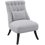 HOMCOM Poltrona de Sala de Estar Moderna Estofado em Linho com Almofada e Estrutura de Madeira 52,5x69x77 cm Cinza