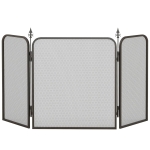 HOMCOM Paravan Pliant pentru Șemineu cu 3 Panouri, Paravan de Protecție din Metal, 96x1,3x56 cm, Negru