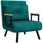 HOMCOM Canapea Extensibilă cu Spătar Reglabil pe 5 Nivele, Canapea Pat Individuală Pliabilă cu Perne, 63x73x81 cm, Verde