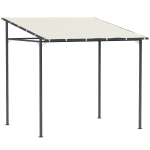 Outsunny Pérgola de Parede 2,4x2,4 m Pérgola de Jardim com Teto Inclinado Proteção UV 30+ Impermeável e Estrutura de Metal Creme
