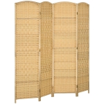 HOMCOM Separador de Ambientes de 4 Paneles Biombo Plegable 180x180 cm Pantalla de Privacidad de Polipropileno Natural