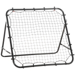 HOMCOM Rede de Rebote de Metal com Ângulo Ajustável e 20 Cordas Elásticas para Treinamento de Futebol 96x80x96 cm Preto