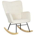 HOMCOM Rocking Chair, Thick Padding, Wide Backrest, Beech wood/Steel Frame, Supports up to 120 kg, Beige