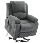 Power Massage Lift Recliner Chair with Heat and Vibration for Elderly, Heavy Duty Reclining Mechanism with Pockets, Cup Holders, Grey