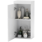 HOMCOM Dubbellaagse Badkamerkast, Wandgemonteerde Badmeubel, Spaanplaat, MDF, Wit
