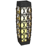 Outsunny Candeeiro Solar com Iluminação LED Liga Automático Candeeiro se Exterior em Aço e Vime PE 20x20x68 cm Cinzento Escuro