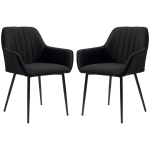 HOMCOM Chaises de Salle à Manger Chaises de Visiteur Design scandinave - Lot de 2 chaises - Pieds effilés métal Noir