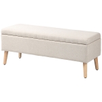 HOMCOM Banc coffre rangement rembourré aspect lin pour chambre à coucher, entrée, salon, charge 220 Kg, 110 x 39 x 45 cm, beige