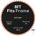 SPORTNOW Trampoline Replacement Mat with Spring Pull Tool, 42 V-Hooks, for 8ft Trampoline using 14cm Springs, Orange