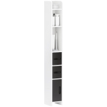 kleankin Coluna Casa de Banho com 3 Portas e 3 Prateleiras Abertas Coluna Auxiliar  Estilo Moderno 15x17x120 cm Branco e Preto