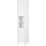 kleankin Meuble colonne de salle de bain armoire haute design moderne 2 placards avec porte 35 x 30 x 158,5 cm blanc