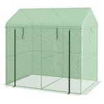 Outsunny Serre de jardin 2,8m² avec 1 grande porte enroulable et 2 fenêtres, dim. 200L x 140l x 200H cm, vert