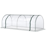 Outsunny Serre de Jardin Tunnel mini serre tunnel serre à tomates 2,5L x 1l x 0,8H m Grande Porte zippée bâche PVC Transparent métal époxy Vert