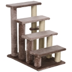 PawHut Haustiertreppe, Kratzbaum, 4-stufig, für Tiere bis 5 kg, 60x40x64cm, Braun