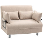 HOMCOM Canapea Extensibila 2 Locuri – Material Crem cu 4 Perne