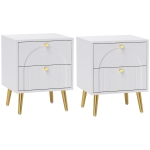 HOMCOM 2-Drawer Bedside Table Set of 2 - White