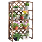 Outsunny Raft Ghivece pentru Plante cu 3 Etajere din Lemn de Brad, 80x40x150 cm