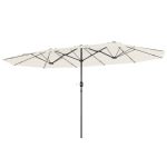 Outsunny Dubbelzijdige Parasol 436 x 260 cm met UV-bescherming en Handzwengel, Beige