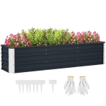 Outsunny Hochbeet aus Stahl Gartenbeet Pflanzkasten Blumenkasten Blumenkübel mit Handschuhe Grau 183 x 47 x 40 cm