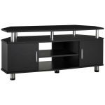 HOMCOM Mobile Porta TV Classico da Soggiorno con 2 ripiani e 2 Armadietti, in MDF e Acciaio Inox, Nero, 120x39.5x52cm