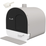 PawHut Katzentoilette mit Deckel, Streuschaufel, Schmutzfangmatte, Kunststoff, Grau/Schwarz