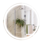 kleankin Round Bathroom Mirror with LED Lights, Wall Mount Dimmable Makeup Mirror with 3 Temperature Colours, Defogging Film and Memory Function, Frameless, Hardwired, 60 x 60 cm