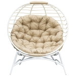 Outsunny Fauteuil cocon œuf aufklappbar 118 x 75 x 142 cm mit beige Kissen inklusive Metall Kunstharz Weiß und Beige