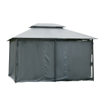 Outsunny Gartenpavillon Pavillon im Kolonialstil mit Doppeldach und abnehmbaren Seitenvorhängen 3L x 4B x 2,8H m Grau