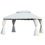Outsunny Gartenpavillon Pavillon mit Doppeldach, Seitenwänden und abnehmbaren Moskitonetzen 4 x 3 m, Creme