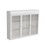 3-türiger Wandmontierter Glasschrank mit Gewölbtem Design, Vielseitiger Stauraum, 90×20×70 cm, Weiß