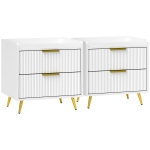 HOMCOM Elegant Two-Drawer Bedside Table Set of 2 - White