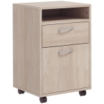 HOMCOM Caisson de bureau à roulettes avec tiroir placard et niche pour documents et dossier suspendu 40 x 35 x 60 cm chêne