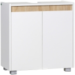 kleankin Móvel para Lavatório Pousar Armário Casa de Banho com 2 Portas e Armazenamento Interior 57x33x60cm Branco e Madeira