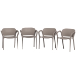 Outsunny Zestaw 4 Wodoodpornych Ogrodowych Krzeseł z Tworzywa, Składane z Podłokietnikami i Oparciem, Do 120 kg