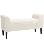 HOMCOM Banc coffre de rangement capitonné avec accoudoirs pour la chambre à coucher, entrée, salon, beige