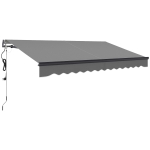 Outsunny 3.5 x 3m Electric/Manual Awning, with Remote - Dark Grey