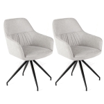 E-STYLO Sedia da pranzo in tessuto grigio chiaro, gambe e struttura in metallo nero, imbottita, 56cm X 56cm H. 87cm.