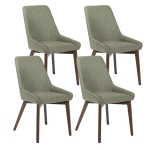 E-STYLO Sedia da pranzo in tessuto verde scuro con gambe e struttura in massello di noce, 62cm X 49.5cm H. 87cm.