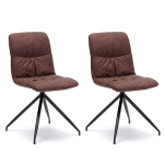 E-STYLO Set di 2 sedie in tessuto marrone con gambe in metallo nero, imbottita, 43cm X 38cm H.86.5cm