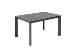 E-STYLO Tavolo allungabile con top in ceramica marmo grigio e base in metallo grigio, 90cm X 140/190cm H.76cm