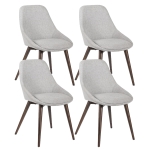 E-STYLO Sedia da pranzo in tessuto grigio chiaro con gambe e struttura in massello di noce, 58cm X 49cm H. 85cm.